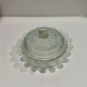 Vintage‎ Clear Pressed Glass Covered Candy Dish